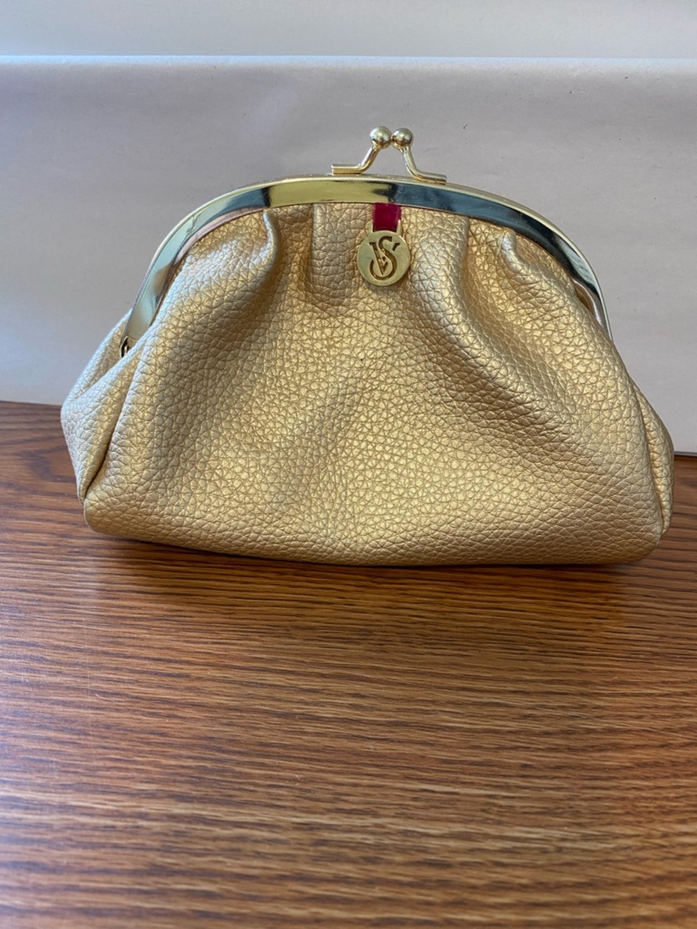 Victoria's Secret Gold Pebbled Frame Kiss-Lock Clutch